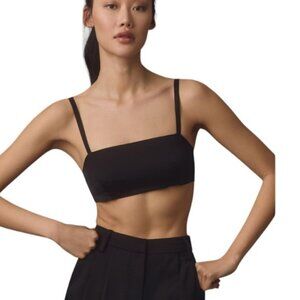 Anthropologie Satin Micro Bra, Bandeau Top, Bralette, Black Size Medium, NWT